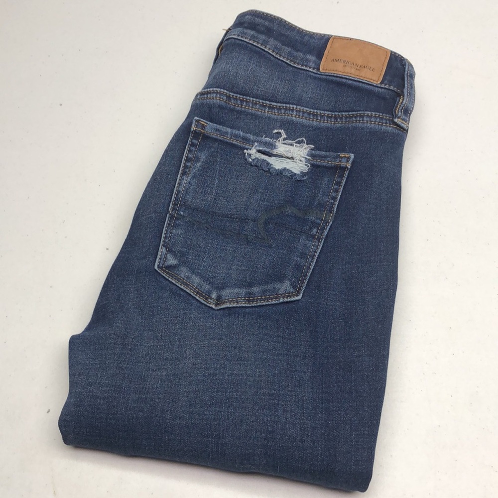 DISTRESS AMERICAN EAGLE HI-RISE JEGGING JEANS 4/27x28 🦅